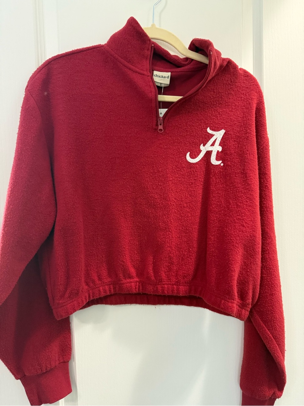 Chicka-d Crimson Half-Zip Fleece Pullover with Script A